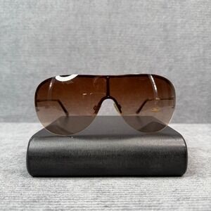 Vintage Gucci Shield Y2K Sunglasses Brown Gradient Rimless Wrap Italy AY2485518